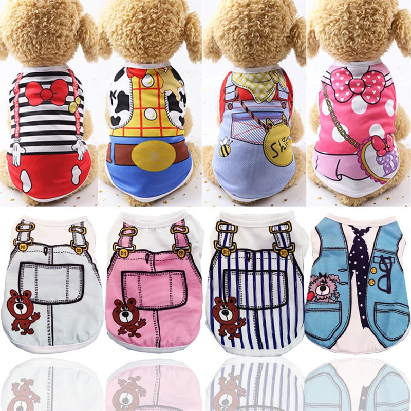 Breathable Pet Dog Clothes Summer Dog Vest Down Jacket Cotton Cute Dog Cat Shirt For Small Dog Puppy Bulldog Ropa Perro