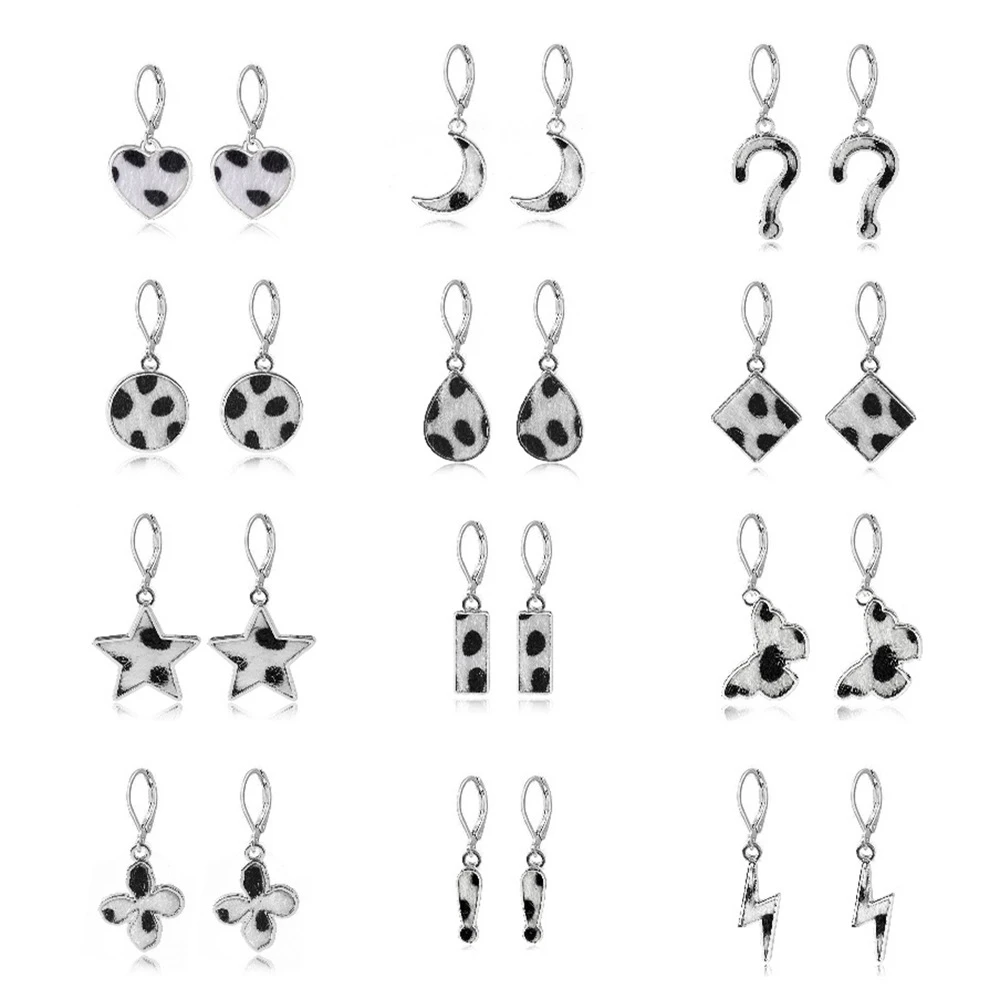 VG 6YM 2021  New Cow Pattern Butterfly Dangle Earrings Star Moon Hanging Earrings For Women Party Jewelry Accessories Wholesale