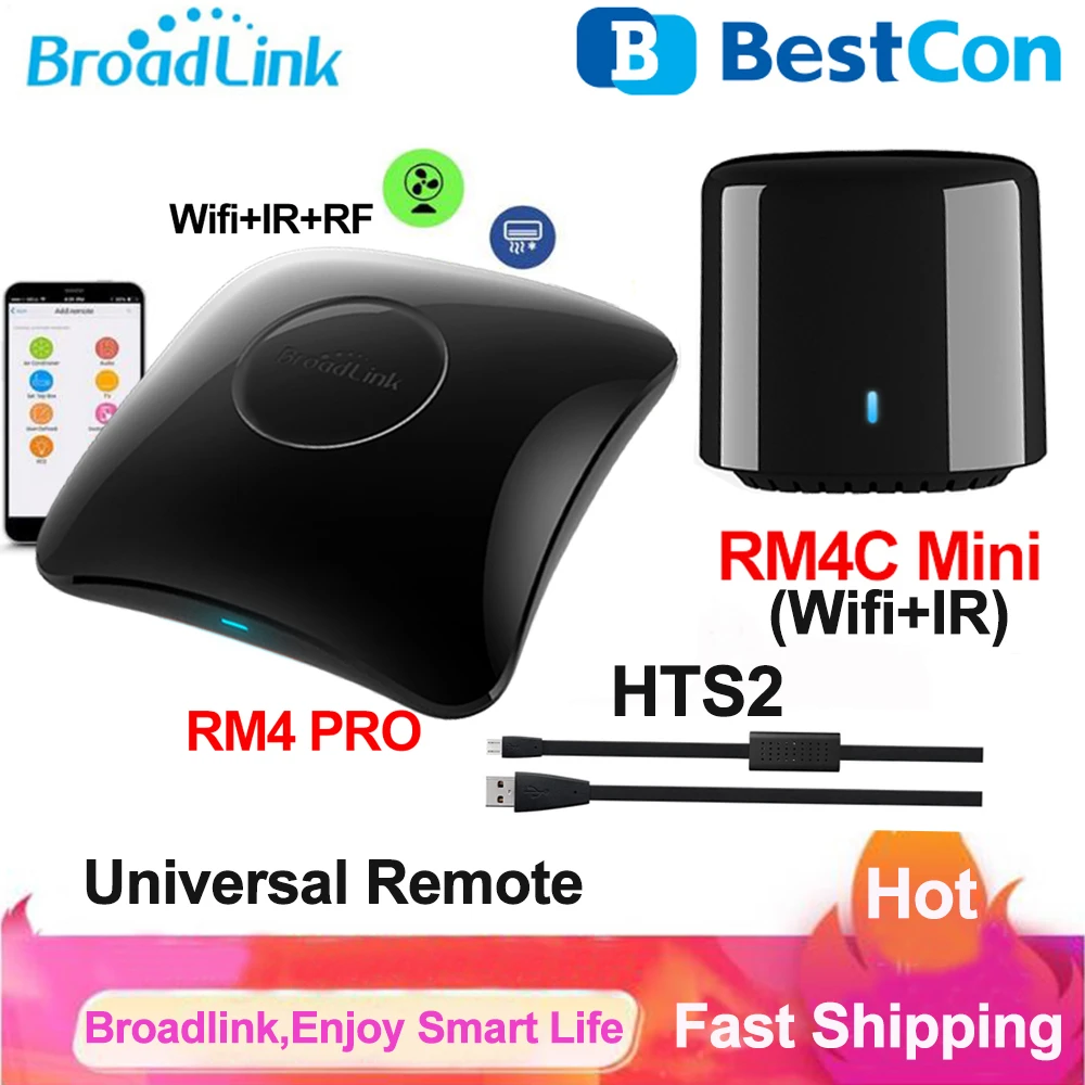 Broadlink RM4 PRO Universal Wifi IR RF Remote Controller BestCon RM4C Mini Smart IR Remote Control Work with Alexa Google HTS2