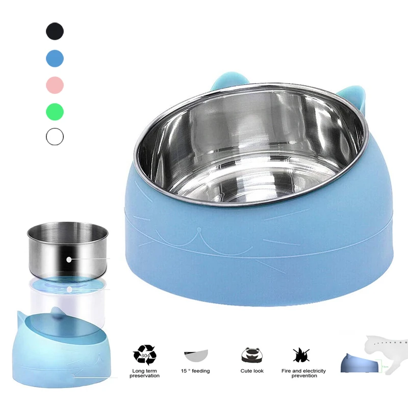 Cat Bowl 15 Degrees Tilted Dog Cat Feeder Pet Food Drinker Bowls For Cats Dogs Pet Accessories миска для кошки
