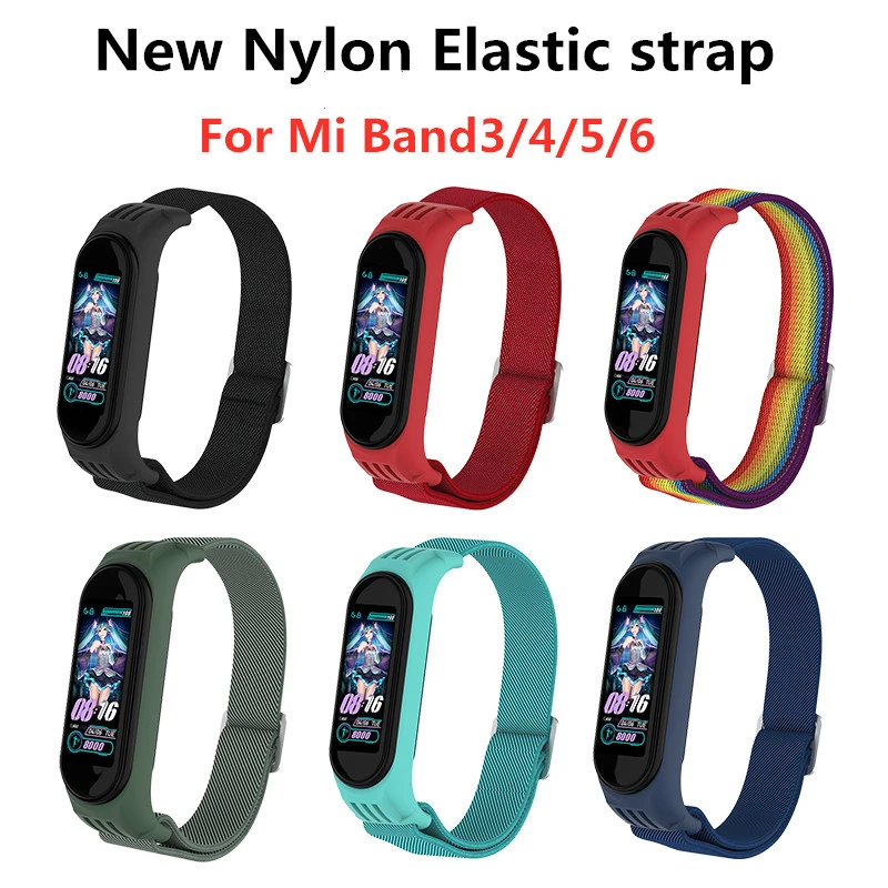 2021 New Nylon Loop Strap For  Xiaomi Mi band 3/4/5/6 Bohemia Elastic Watch Replacement Strap For Mi band 5 4 Wristband Bracelet