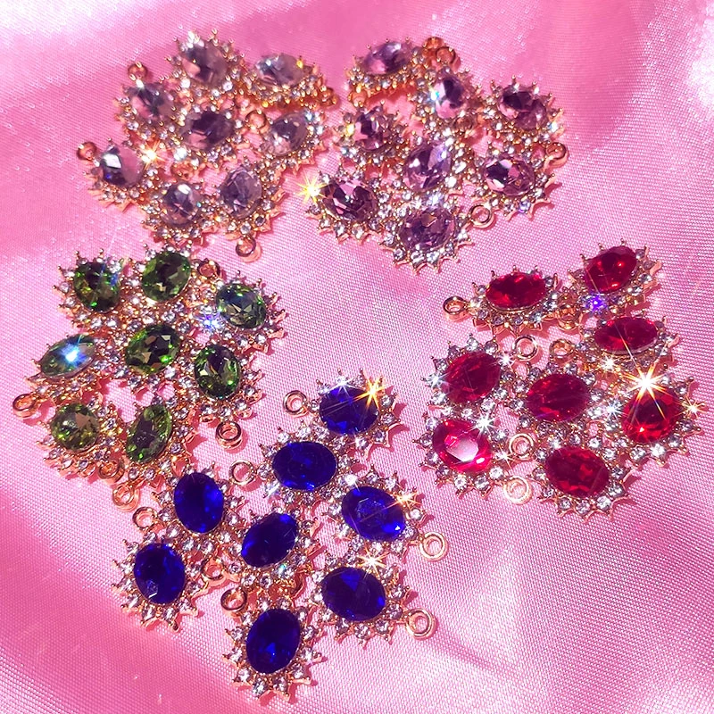 Flatfoosie 10Pcs/set Fashion DIY Crystal Jewelry Accessories Multicolor Geometric Rhinestones for Making DIY Earrings Necklaces