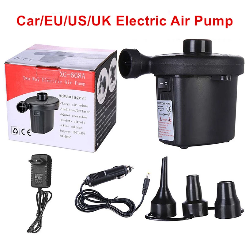 Portable Electric Air Pump Mini Air Compressor 12V Inflator For Mattress Boat Camping Inflatable Toy With 3 Nozzles Home Car Use