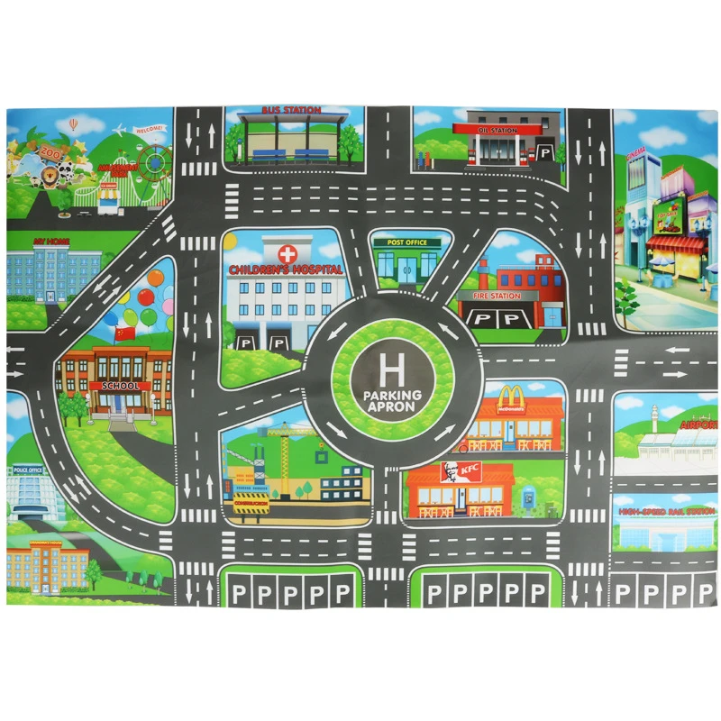 City Traffic Road map Kids Toy City Car Parking Lot Roadmap Traffic Signs 83*58CM Baby Climbing Playing Mat Play Game Mat Carpet