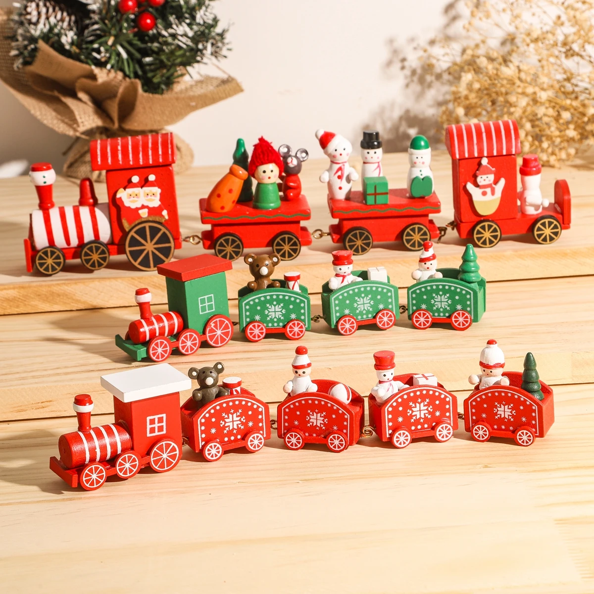 Christmas Wooden Train Merry Christmas Ornaments Christmas Decorations For Home Table 2021 Noel Navidad Xmas Gifts New Year 2022