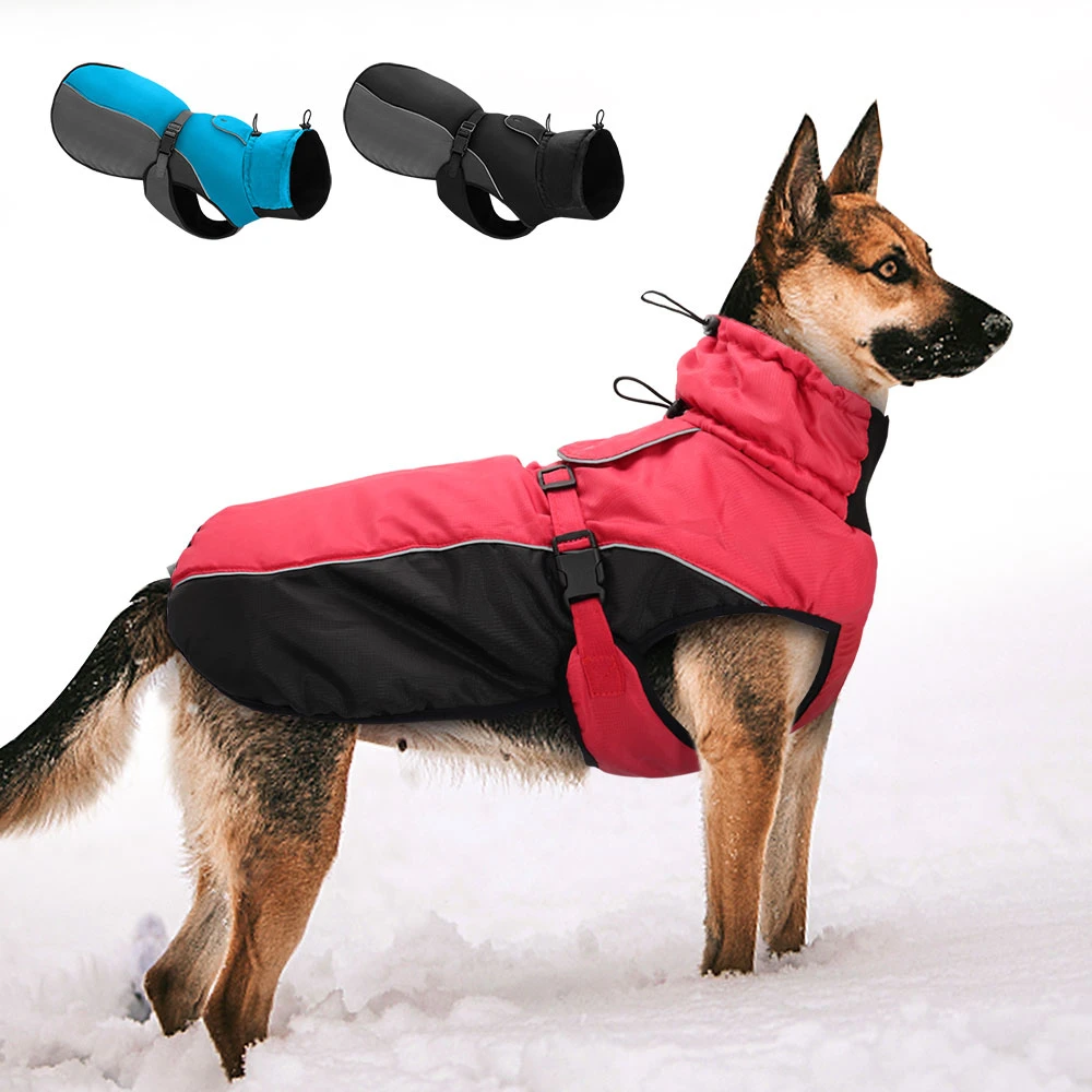 Winter Pet Jacket Warm Big Dog Coat Reflective Dog Clothes Adjustable Pets Outfit Clothing For Medium Large Dogs German Shepherd