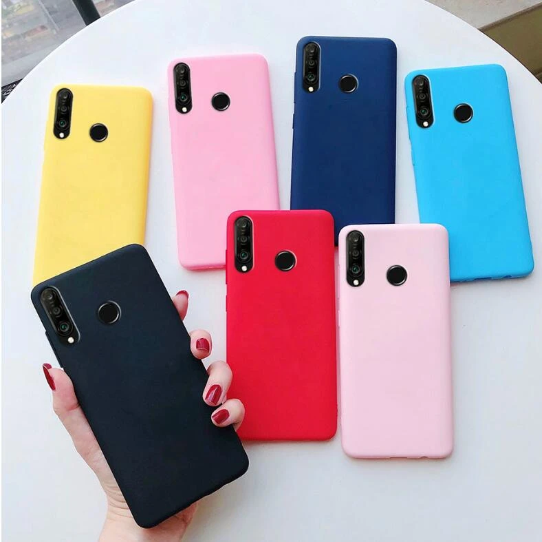 Candy Color Silicone Phone Case For Huawei Honor 20 lite Honor 20s P30 P40 Lite E Y7P Y7 Y9 Prime 2019 Matte Soft Tpu Back Cover