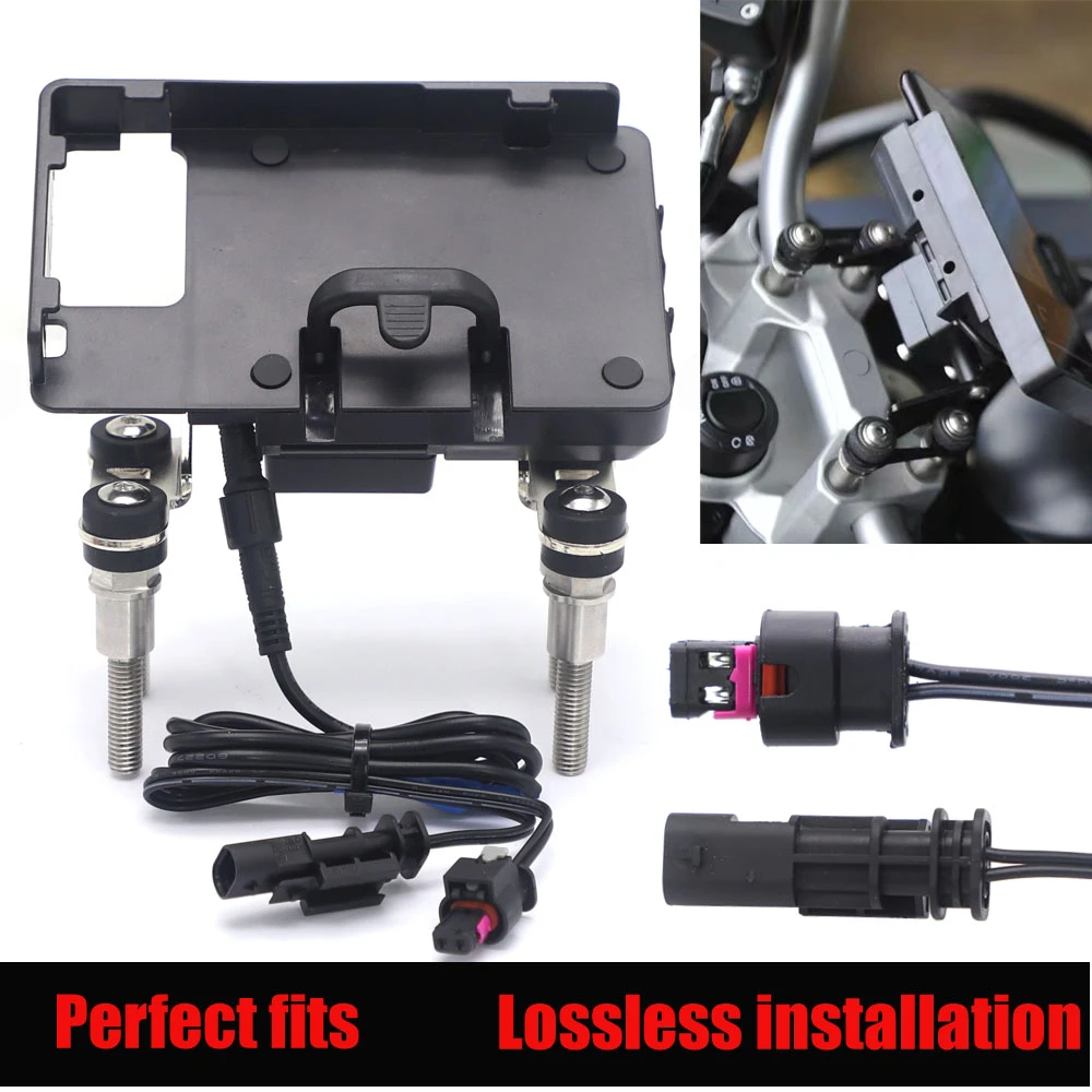 Handlebar Mobile Phone Navigation Bracket USB Phone Charging For BMW F750GS F750GS F800GS F700GS R1200R 12mm