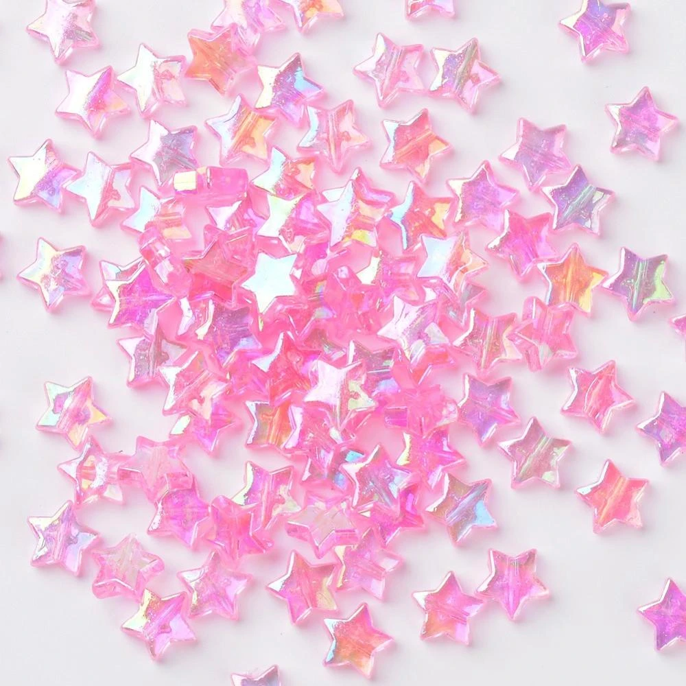 200Pcs Acrylic Spacer Beads Star Transparent Rainbow AB Color Beads For DIY Jewelry Making Bracelet Necklace Accessories