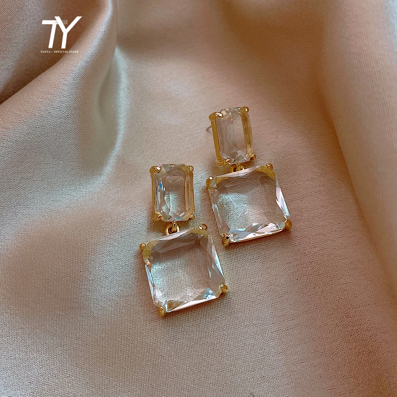 2020 new transparent glass block women's Earrings luxury Party Jewelry sexy girls unusual Christmas Earrings Fashion Accessories