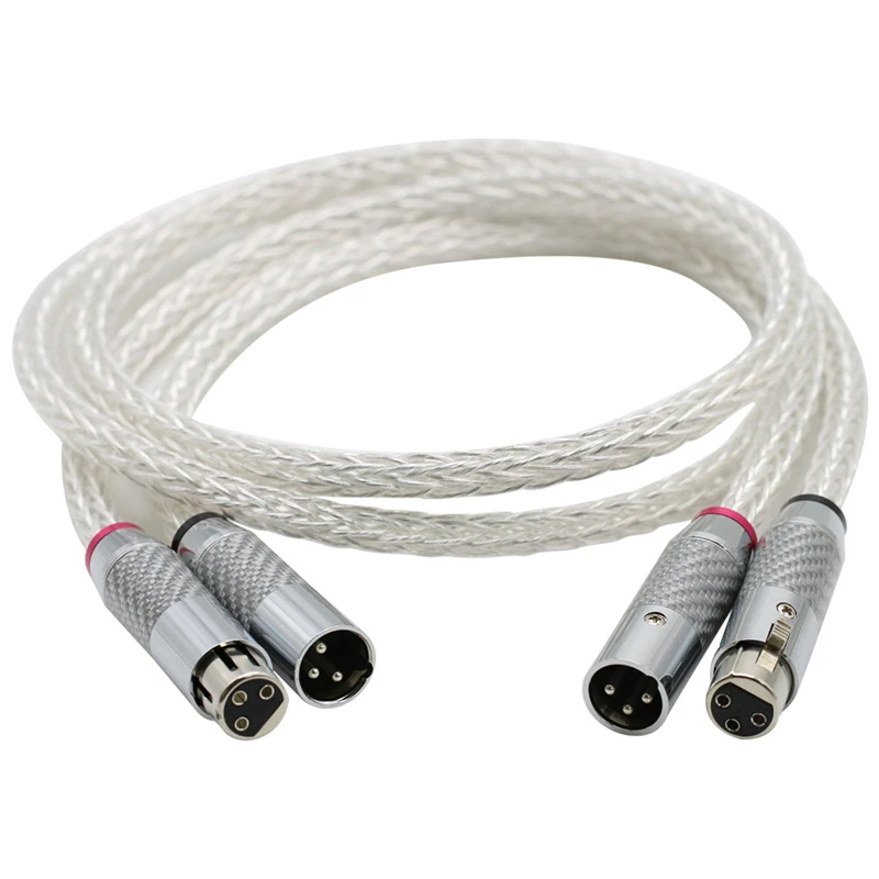 Hi-End 8AG Silver Plated OCC 16 Strands Audio Cable With Carbon Fiber 3pins XLR Balanced cable,xlr connector,audio