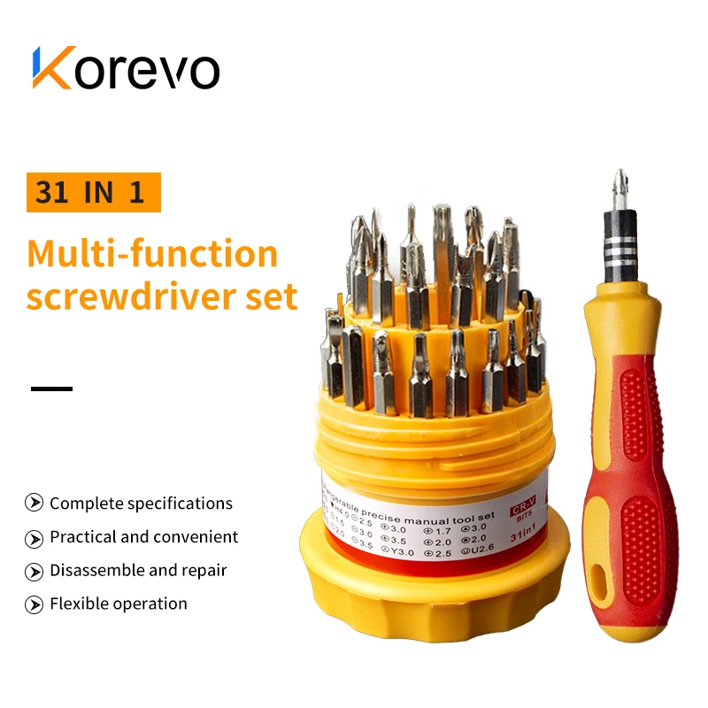 Hand Tool 31Pcs Screwdriver Kit Small Mini Combination Universal Set Dismountable Antiskid Handle Multifunction Repair