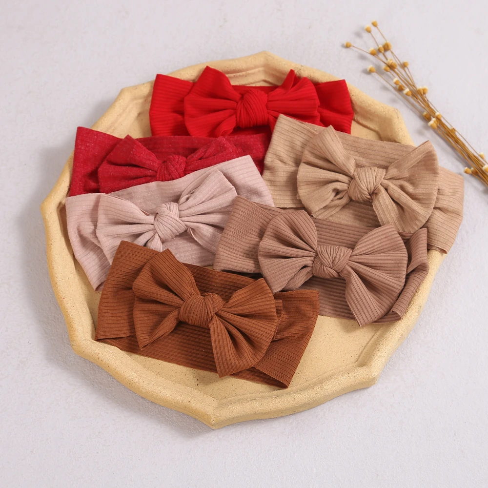 1pc/lot New Fashion Solid Knot Bow Headband Headwrap Girls Cotton Bows Turban for Children Girl's Stretchy Headwear