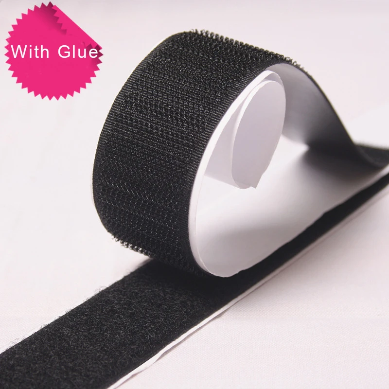 Adhesive Black White Self Adhesive Tap Hook Loop Fastener Nylon Sticker Tape Strong Glue 16/20/25/30mm*1M