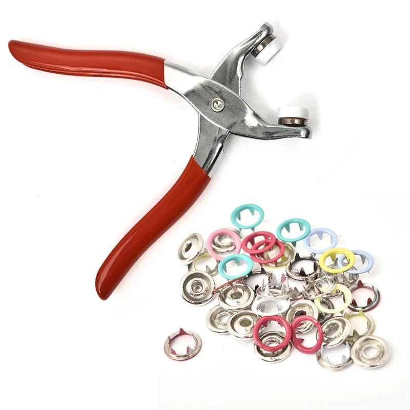 Pliers tool+9.5mm metal prong snap Buttons 50/100sets Clamps Press rivets Poppers children's sliders buckle  Machine Sewing Tool