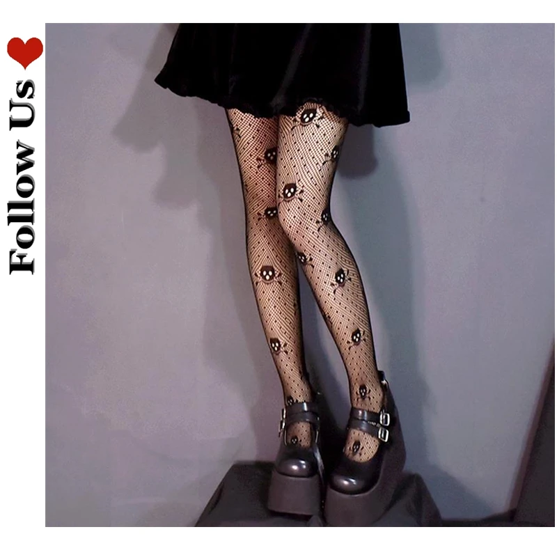 Gothic Bones Woman G Stockings Net Pants Sexy Hollow Temptation Fishnet Stockings Student Female Bottoming Pantyhose