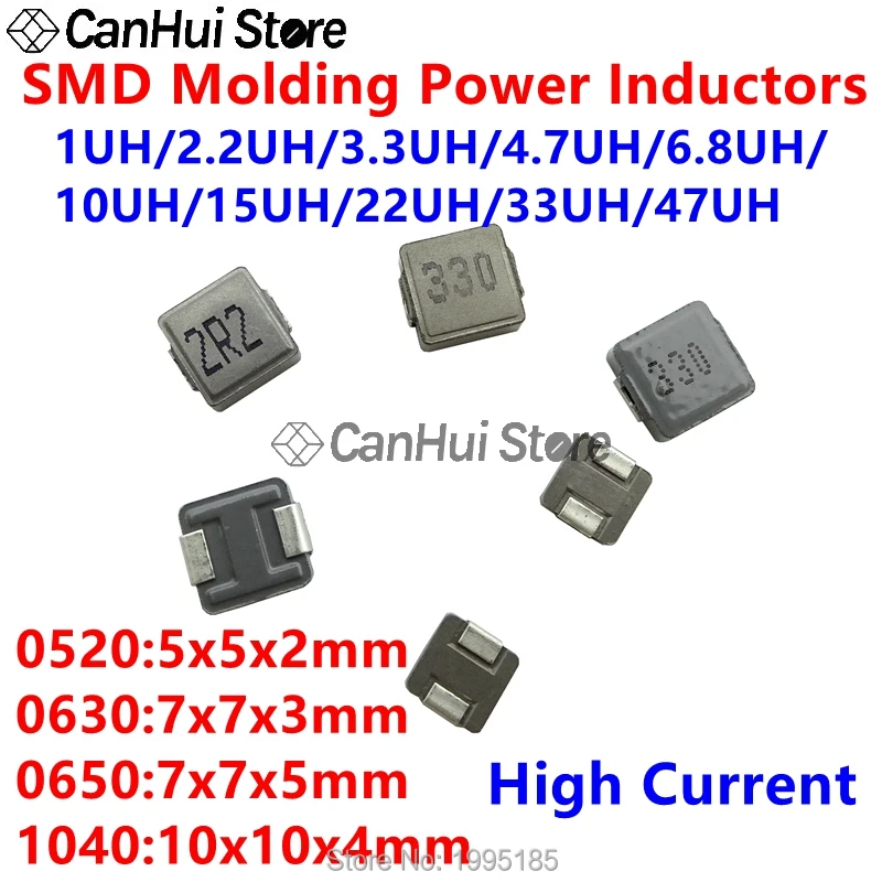 10pc SMD Molding Power Inductors 0420 0520 0630 0650 1040 1UH 2.2 3.3 4.7 6.8 UH 10UH 15UH 22UH 33UH 47UH 68UH 100UH 1R0 6R8 101