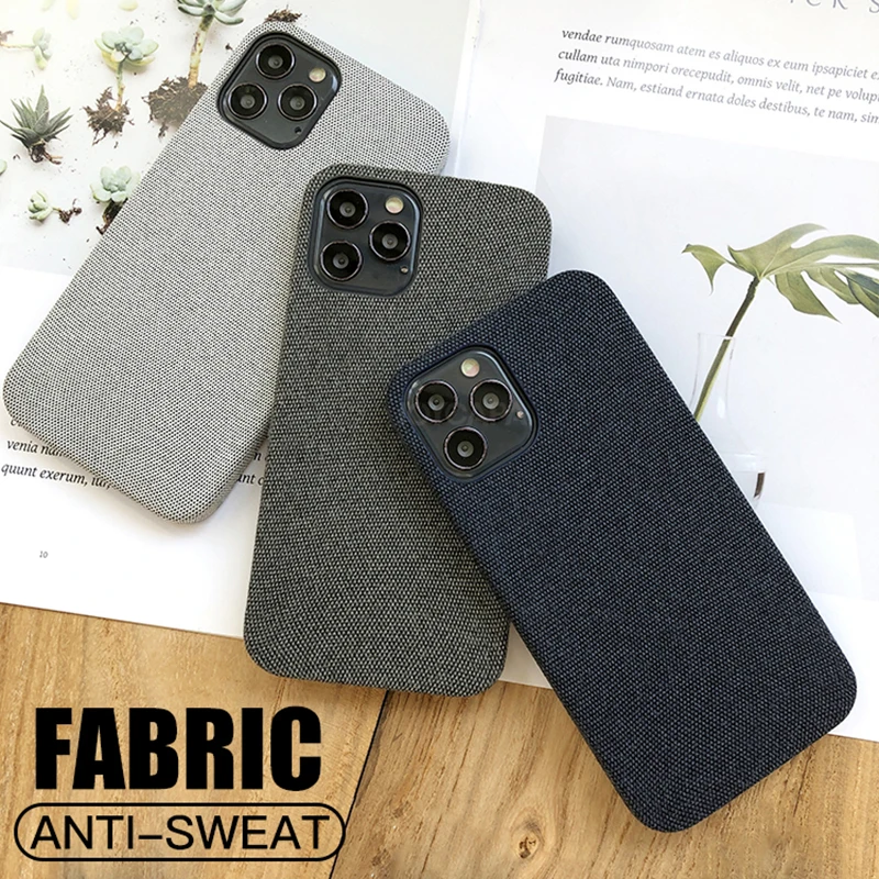 Luxury Fabrics Soft Back Cover For iPhone 13 12 11 Pro max Case Cotton Cloth Cases For iPhone X XR XS Max 8 7 6 6S Plus Coque