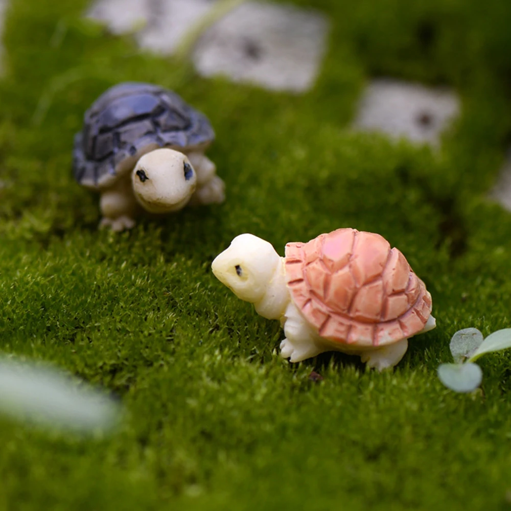 5 Pcs Resin Turtle Ornament Family Micro Landscape Decoration Mini Turtle Crafts Miniatures Figurines for Home Decor