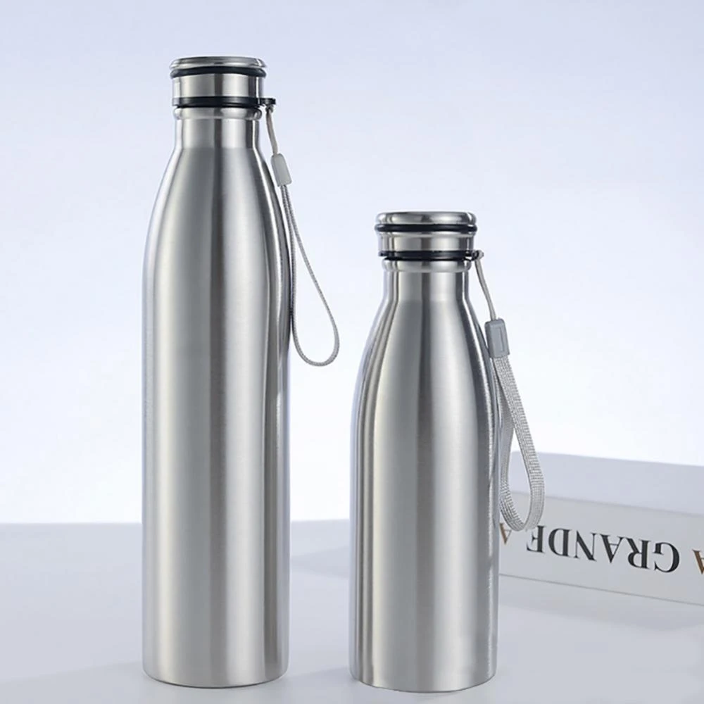 650/1000ml Portable Outdoor Water Bottle Stainless Steel Large Capacity Single Wall Hot Cold Water Bottle Insulated Vacuum Cup