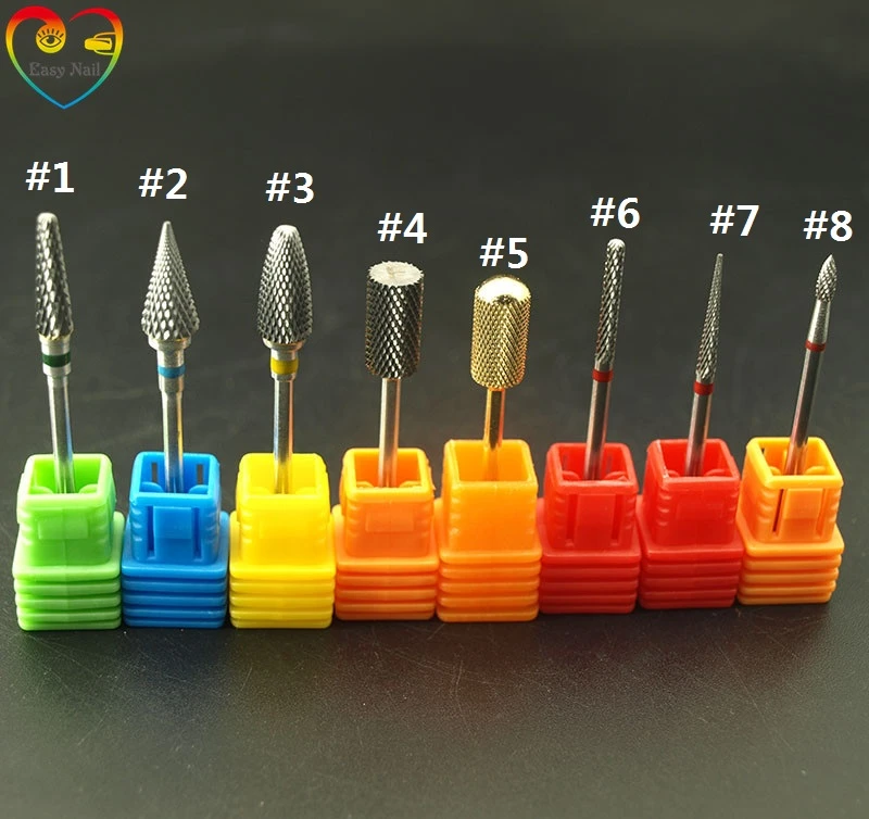 EasyNail 8 Types Carbide Nail drill bits Burrs Metal Drill Bits Cuticle For Manicure Electric Nail Drill Accessories,2.35mm