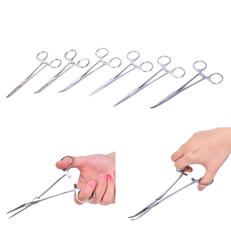 1PCS Hemostatic Forceps Pet Hair Clamp Fishing Locking Pliers Epilation Tools Curved/Straight  Hand Tool