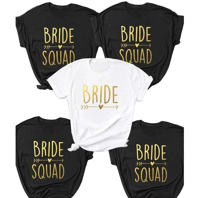 Bachelorette Party Bride & Bride Squad T-Shirt Bridal Shower Team Bride To Be Single Hen Party Wedding Decorations Supplies