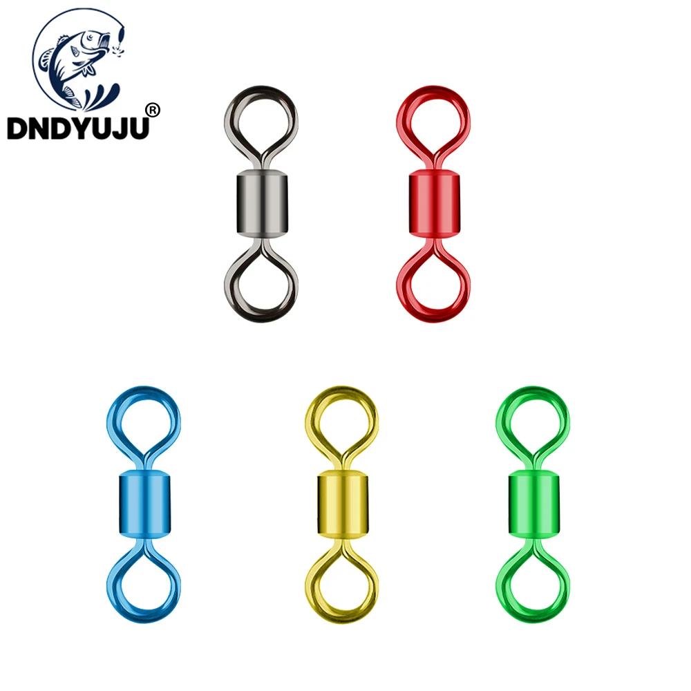 DNDYUJU 100pcs Fishing Barrel Bearing Rolling Swivel Solid Ring Lures Connector  5 Color Fishing Tackle Accessories Fish Tool