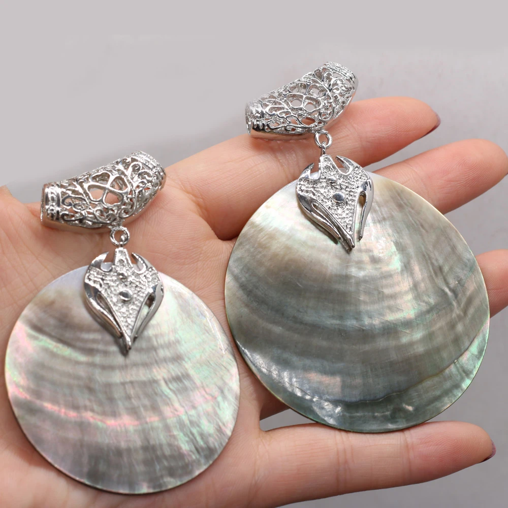 Natural Stone Shell Pendant Exquisite Round Charms For Jewelry Making Charms DIY Necklace Accessory