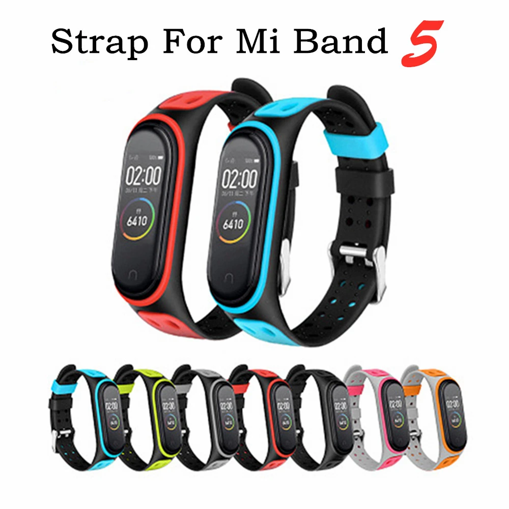 Replaceable Strap for Xiaomi Mi Band 5 4 3 Breathable Strap on Mi Band4 band3 Band5 Belt on xiaomi Mi Band 3 4 5 Amazfit Band 5