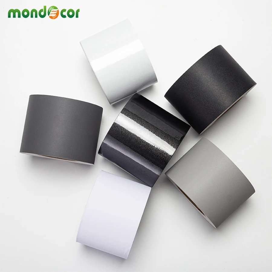 New Black/White Waterproof Waist Line Wall Sticker Self Adhesive Baseboard Wallpaper Border Roll Bathroom Decals Home Decor Film