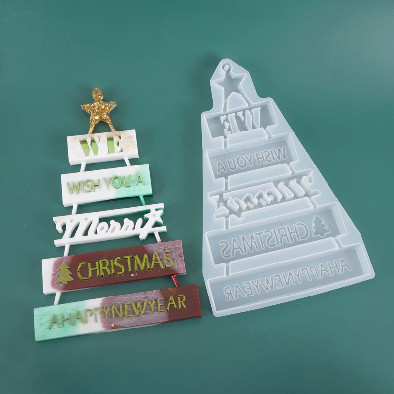 DIY Crystal Epoxy Resin Mold Christmas Tree Listing Decoration Mold Christmas Material Ornaments Silicone Mold