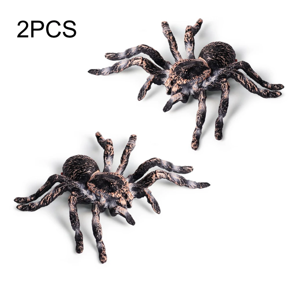 2pcs Artificial Spider Halloween Decoration Simulated Spider Model Realistic Plastic Spider Figurines Kids' Educational Toy