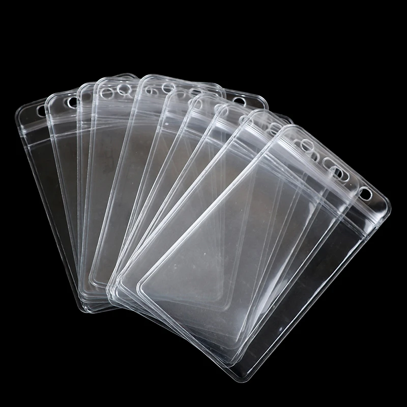 10Pcs/lot Vertical Transparent Vinyl Plastic Clears ID Card Bag Case Badge Holder Accessories Vertical ID Card Badge Holders