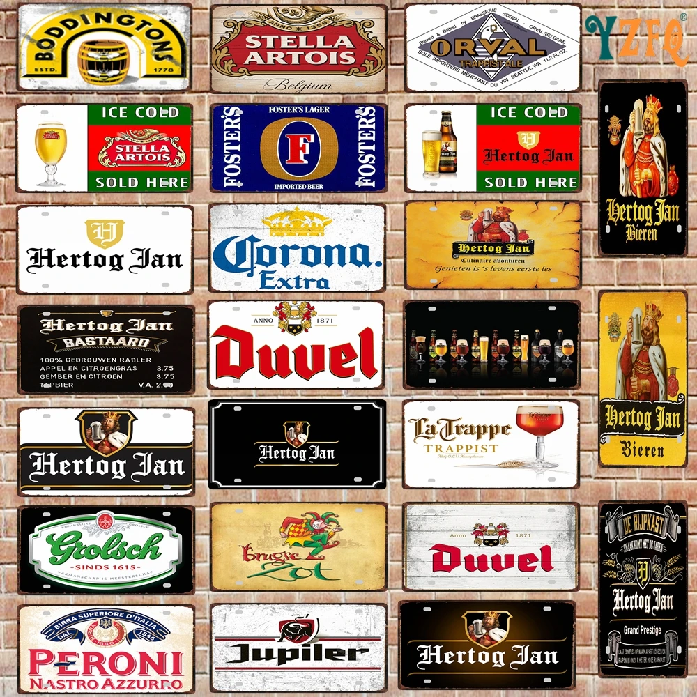 Belgian Beer License Plate Number Plaque Tin Sign Wall Pub Shop Home Garage  Art Decor Car Metal Poster 30X15CM DC-1636B