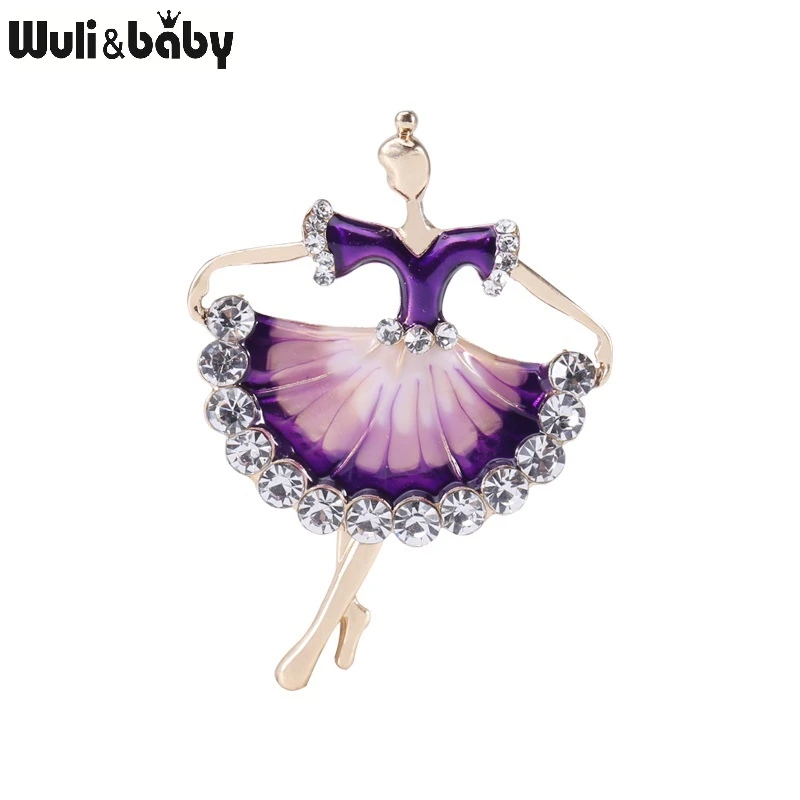 Wuli&baby Rhinestone Beauty Dance Girl Brooches For Women Party Casual Brooch Pins Gifts