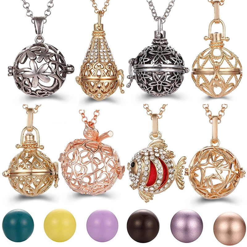 2020 Popular Multi Styles Hollow Vintage Necklace Jewelry Music Ball Pregnancy Bell Necklace Aroma Essential Oil Locket Pendant