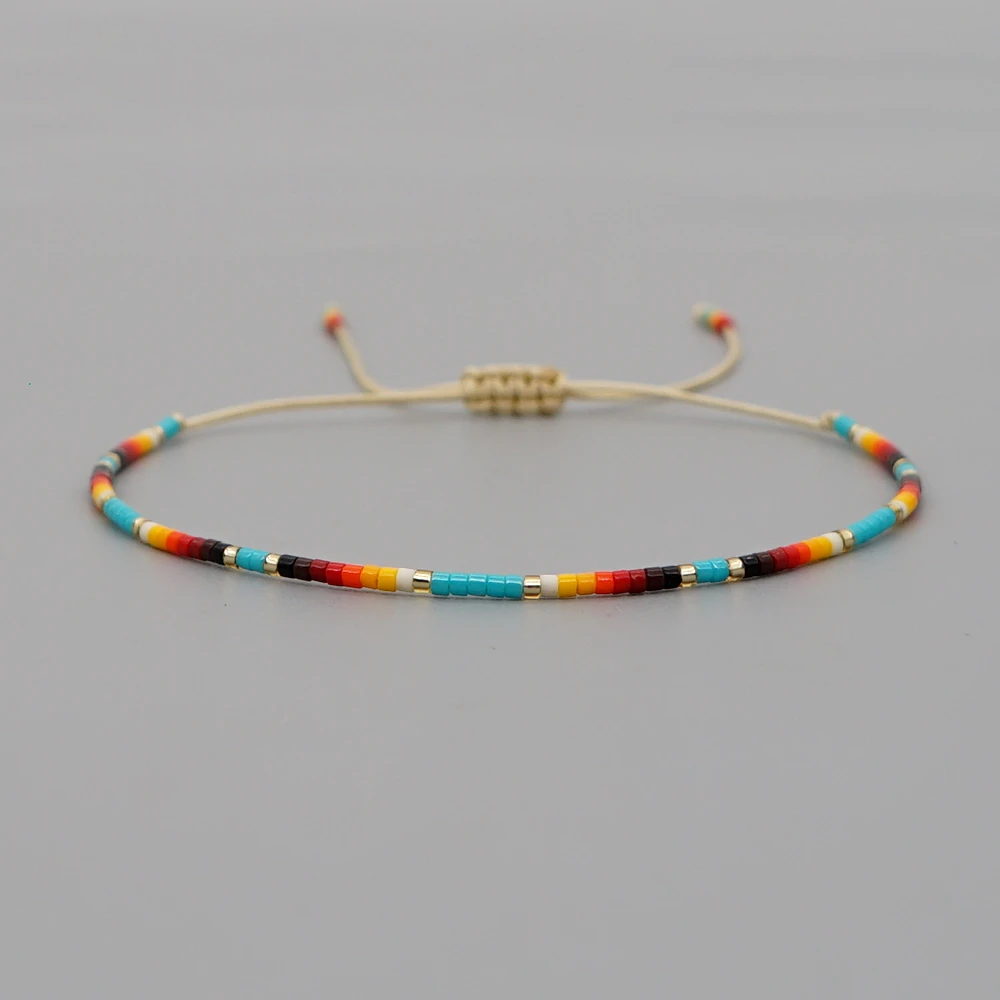 Go2Boho 2021 Tiny String Bracelets Small Dainty Braclets For Women Colorful Simple Miyuki Delica Beaded Bracelet Trendy Jewelry