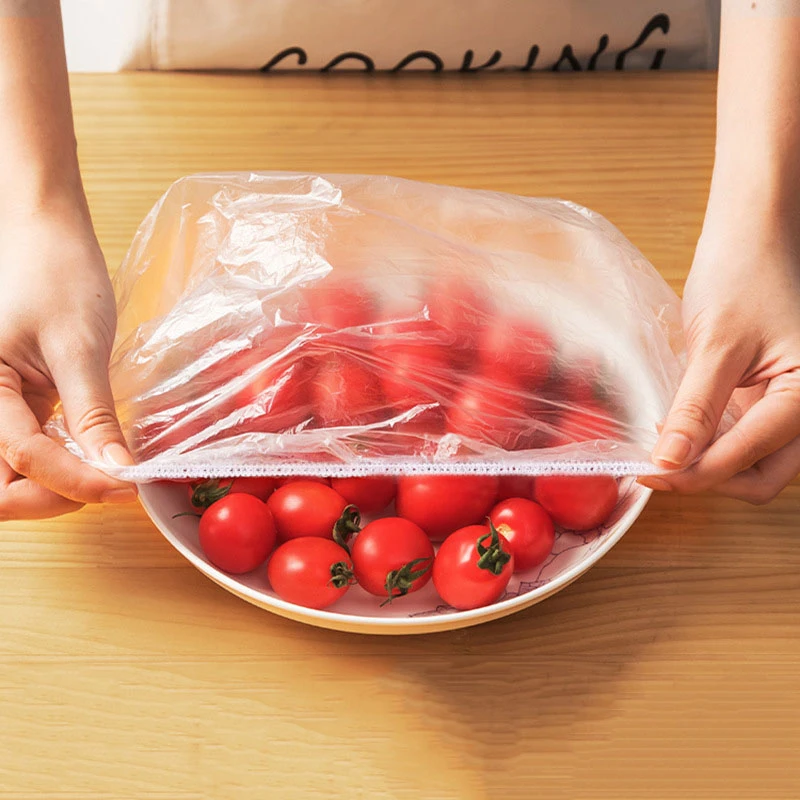 New 100pcs Reusable plastic Bags Food Cover Elastic Stretch Adjustable Bowl Lids Universal Kitchen Wrap Seal Fresh Keeping Caps