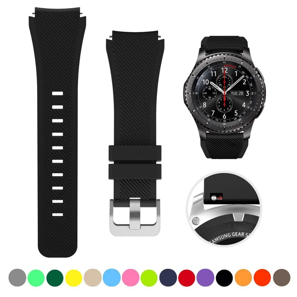 22MM Silicone Band for Samsung galaxy watch 3 46mm soft silicone sport strap Compatible with Huawei Watch GT2 46mm /Amazfit 47mm