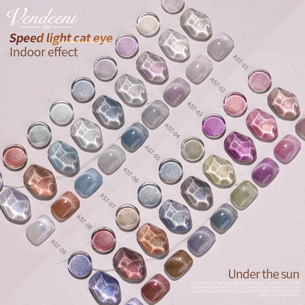 Vendeeni 9 Colors Discolored Cat Eye Gel Nail Polish Light Changes Color Cat Eye Gel Varnish Salon Manicure Nail Art Gel Lacquer