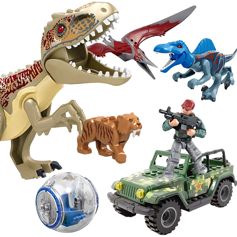 Jurassic Dinosaur Set Building Block Toy Figure Tyrannosaurus Velociraptor Triceratop T-Rex Dino World Park Brick Toy for Boy