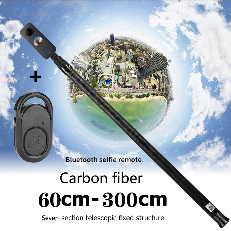 3M 2M 1.5M Cellphone Carbon Selfie Stick Insta360 One X2 R Portable Invisible Handle Rotation Pole Monopod For GoPro 9 Max