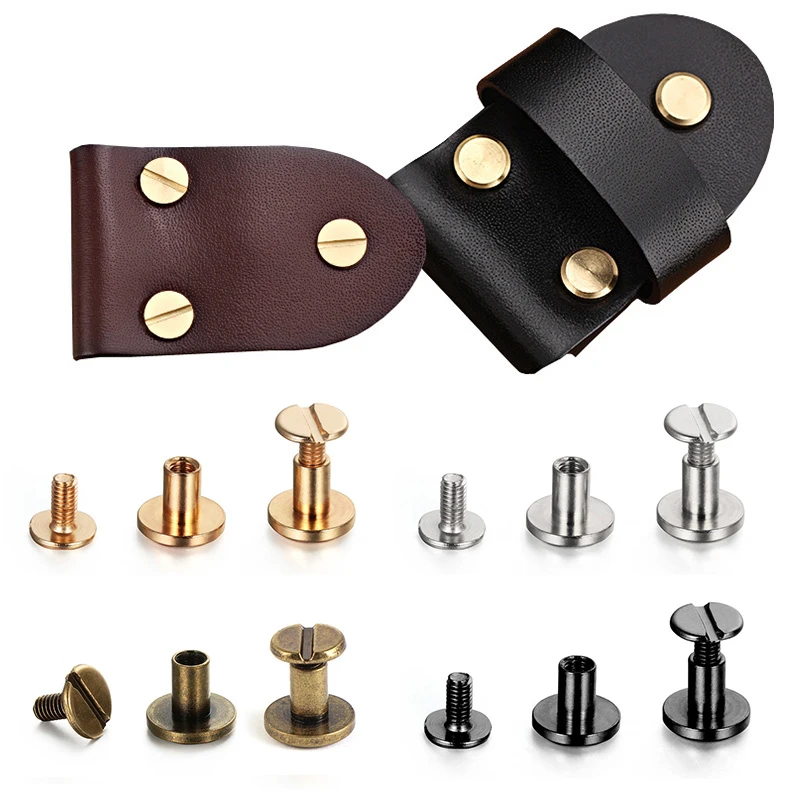 10 Sets Solid Screw Nail Rivet Double Flat Head Belt/strap Rivets Luggage Leather Metal Craft Copper 5mm/6.5mm/8mmGarment Rivet