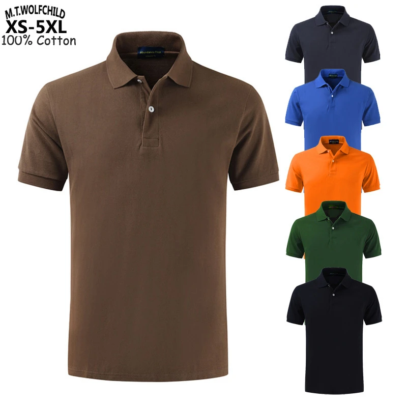 100% Cotton Top Quality 2020 Summer New Men's Polos Shirts Plus Size XS-4XL Solid Color Short Sleeve Polos Homme Lapel Male Tops