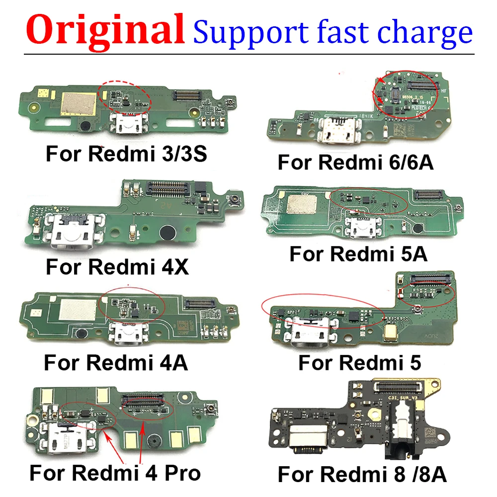 For Xiaomi Redmi 3S 4 4X 4A 5 5A 6 6A 8 8A 9A Note 5 7 8 8T 9 Pro 9S USB Charging Charger Port Dock Connector Flex Cable Board