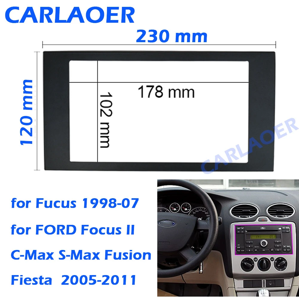 For Ford Focus 2 Din frame to Car Radio for C-Max S-Max Fusion Transit Fiesta use car Multimedia radio player Double din Fascia