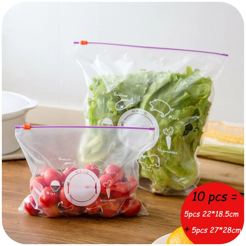 20pcs/Set Reusable Fresh Zipper Bag Freezing Heating Food Saran Wrap Storage Bag Ziplock Mylar Plastic Bags Kitchen Accessories