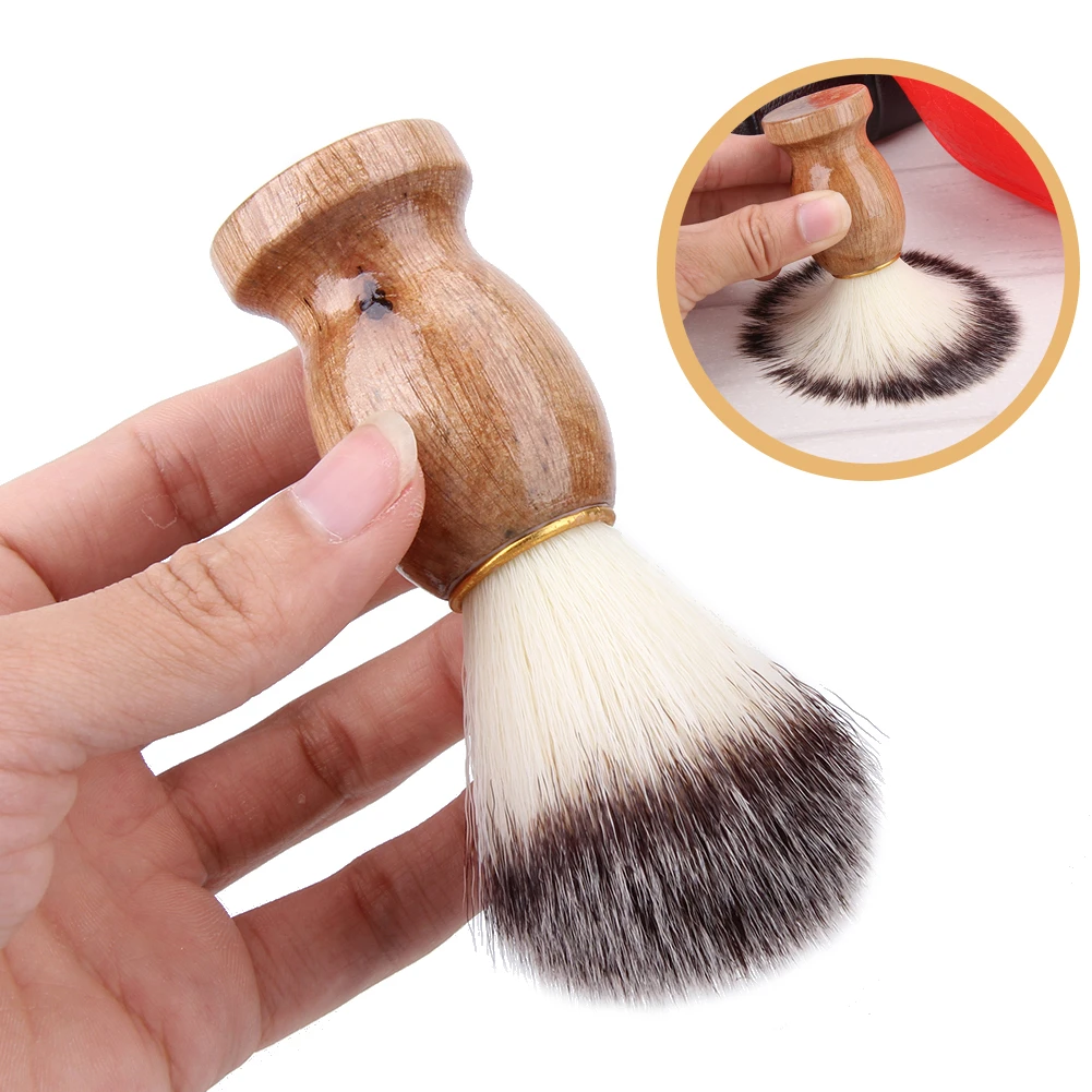 Men Beard Brush Wooden Handle Shaving Brush Men's Shaving Tool Salon Women Makeup Brush Male Facial Beard Cleaning Razor Brush