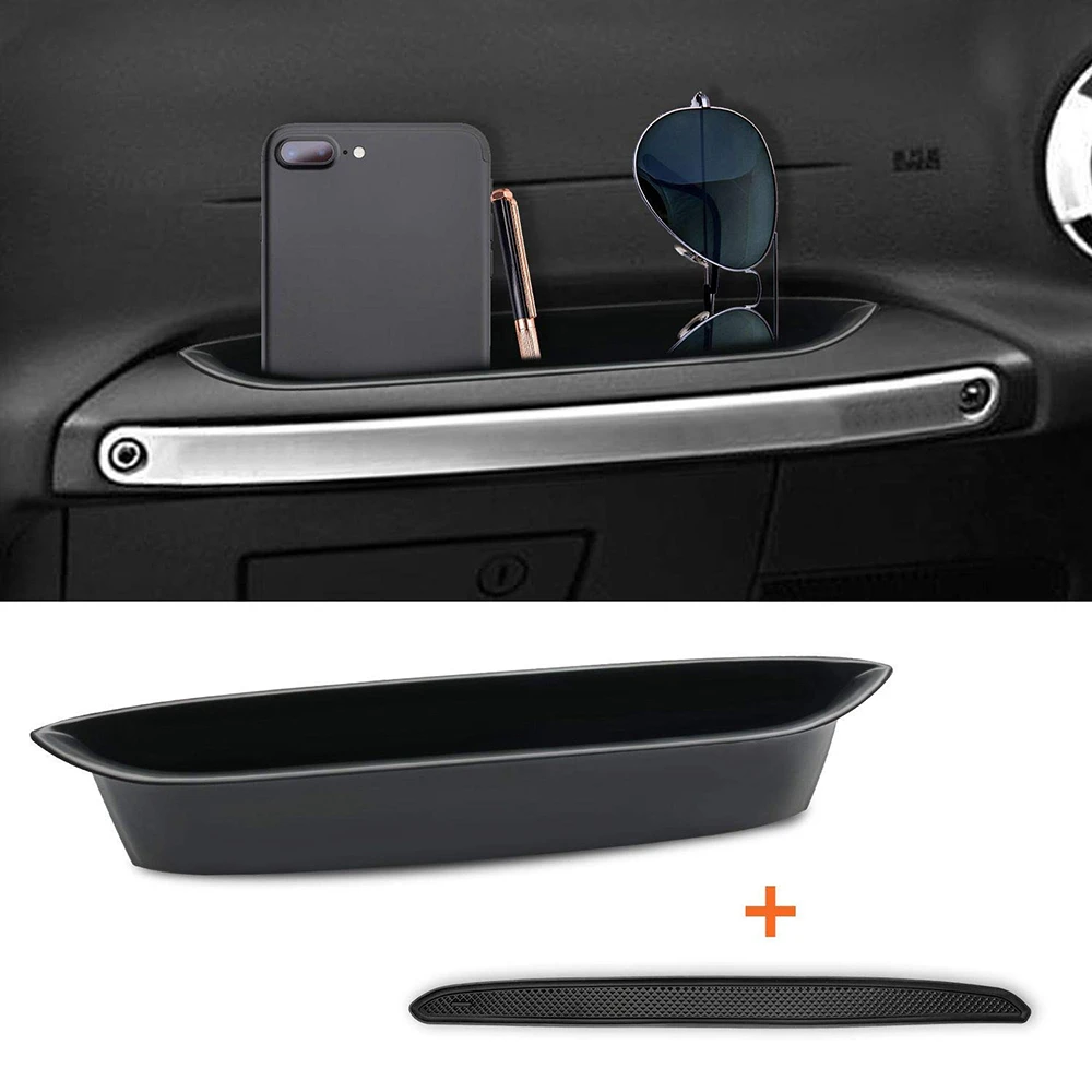 Car Door Car Accessories Organizer Handle Grab Storage Tray Box + Non-slip Mat For Jeep Wrangler JK Passenger 2011-2017